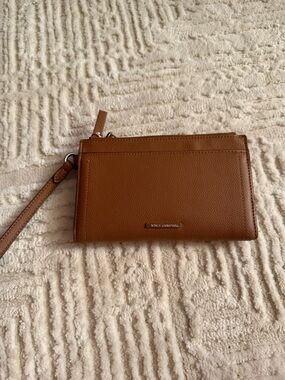 Vince Camuto Brown Leather Wallet Wristlet Clutch Organizer Zip Around